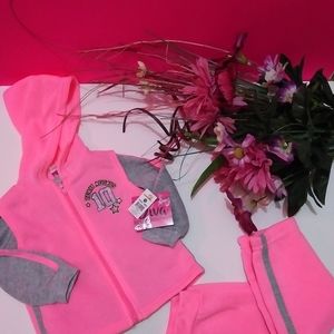NWTToddler Diva pink 3-pc vest sweatshirt & pant